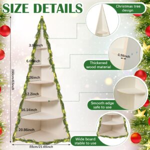 Vercraft Christmas Tree Bookshelf 63" Tall Christmas Tree Corner Shelf 6 Tier Wood Corner Display White Book Tree Bookshelf Ladder Shelves Display Stand for Bedroom Living Room Classroom Office