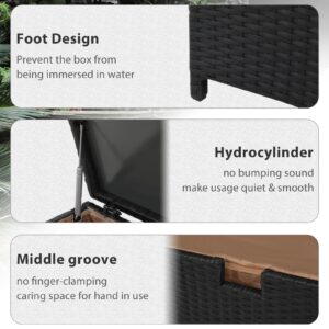 Super Patio Outdoor Patio Storage Box Waterproof, 120 Gallon Large Deck Box Wicker Storage Bin for Cushions, Garden Tools, Black