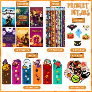 Bluegogo 242PCS Halloween Party Favors, 24 Pack Halloween Stationery Party Supplies Gift Set Trick or Treat Gifts for Kids Classroom Prizes Halloween School Supplies Goodie Bag Stuffers Fillers