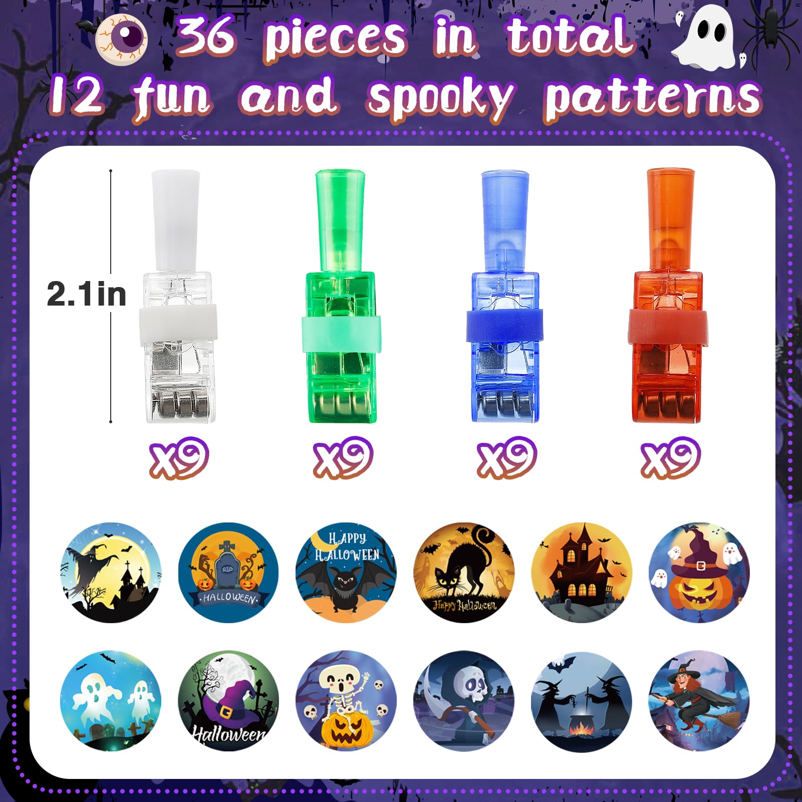 Halloween Party Favors for Kids - 36pcs LED Projection Finger Lights, Trick or Treat Light up Toys Flashlights, Glow Prizes Bulk for Halloween Dark Party Supplies Goodie Bag Stuffers