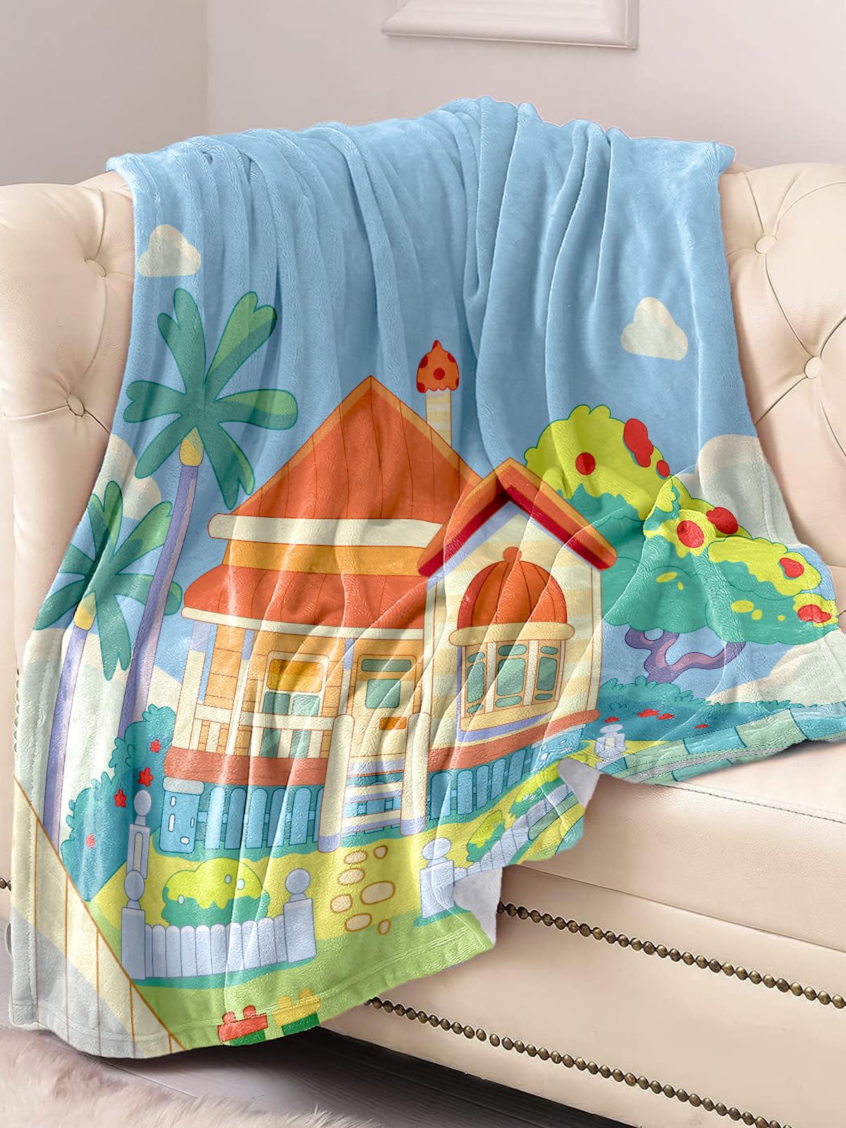 CUVYEU Blue Blanket Blanket Girls Boys Throw Blanket Blue House Blanket for Room Decor Bedding Sofa 50"x60"