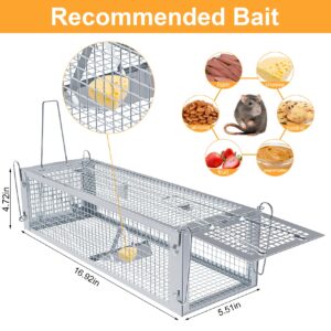 Humane Rat Trap, Large 2-Door Mouse Traps That Work for Indoor Home and Outdoor, Small Rodent Chipmunk Squirrel Trap and Other Live Animal Cage Catch and Release