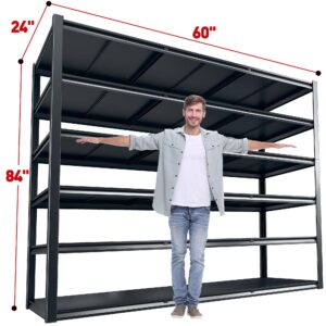 REIBII 84“H Garage Shelving Heavy Duty Storage Shelves 3500 LBS Adjustable Metal Shelving Uints and Storage for Garage,Warehouse,School,Commercial,Business, 60 "W x 24 "D x 84 "H