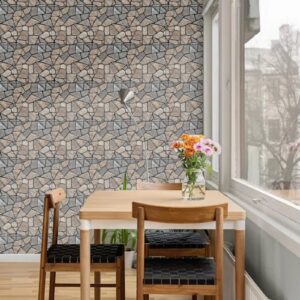 3D Wall Panels Peel and Stick Foam 10PCS 3D Brick Wallpaper Peel and Stick Faux Stone Wall Panel Self-Adhesive Wallpaper PVC for Living Room Bedroom Kitchen Wall Decoration (11.8in*11.8in)