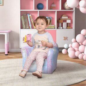 Qaba Kids Sofa Chair, Toddler Sofa with Glow in The Dark Fairy Design & Wooden Frame, Upholstered Baby Sofa for 18-36 Months for Bedroom, Livingroom, Playroom, Kid Room, Multicolor