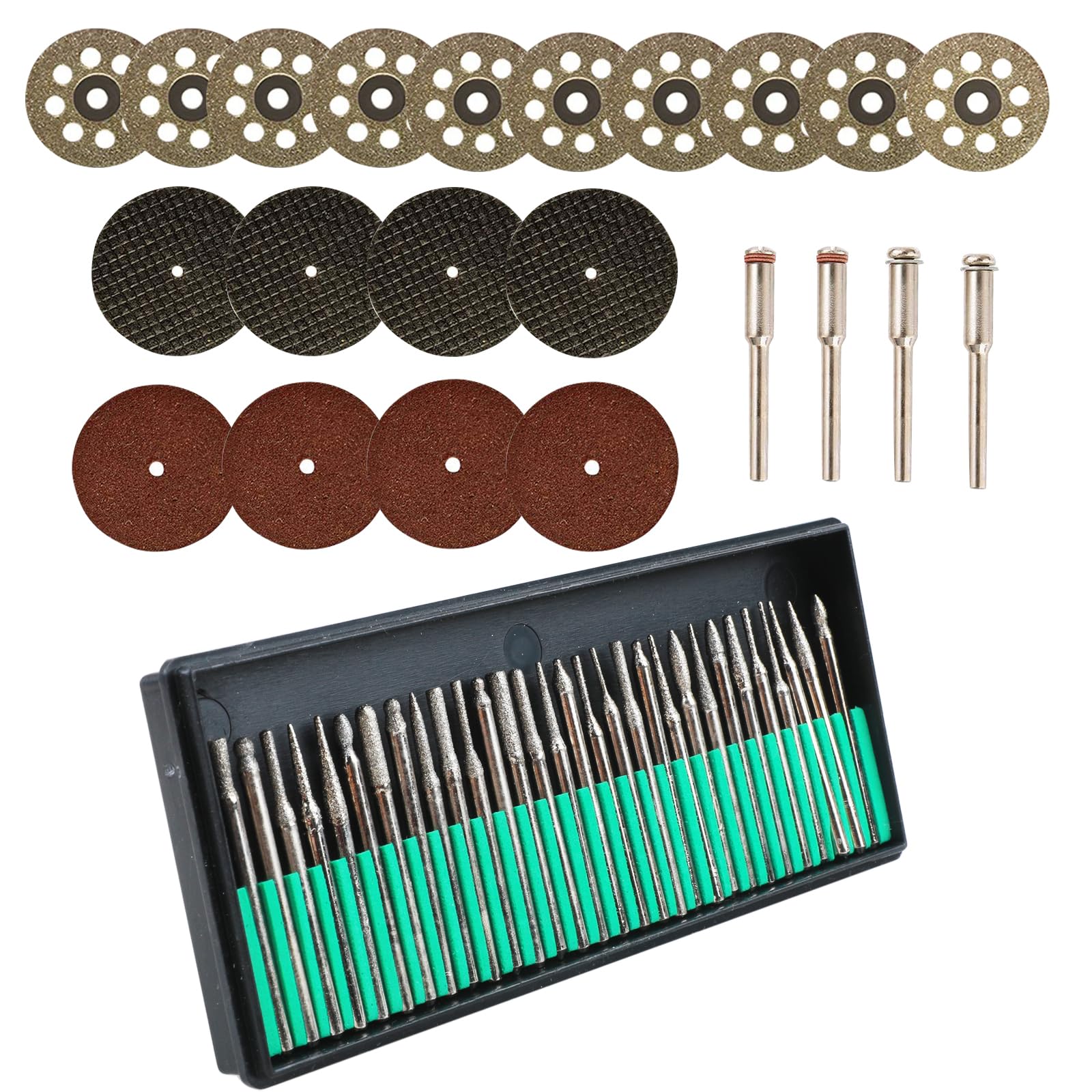 50PCS Stone Carving Set Polishing Diamond Burrs for Dremel, Rotary Tools Accessories Grinding Cutting Burrs with 1/8 inch Shank for Carving, Cutting, Grinding, Polishing Stone, Glass, Jewelry