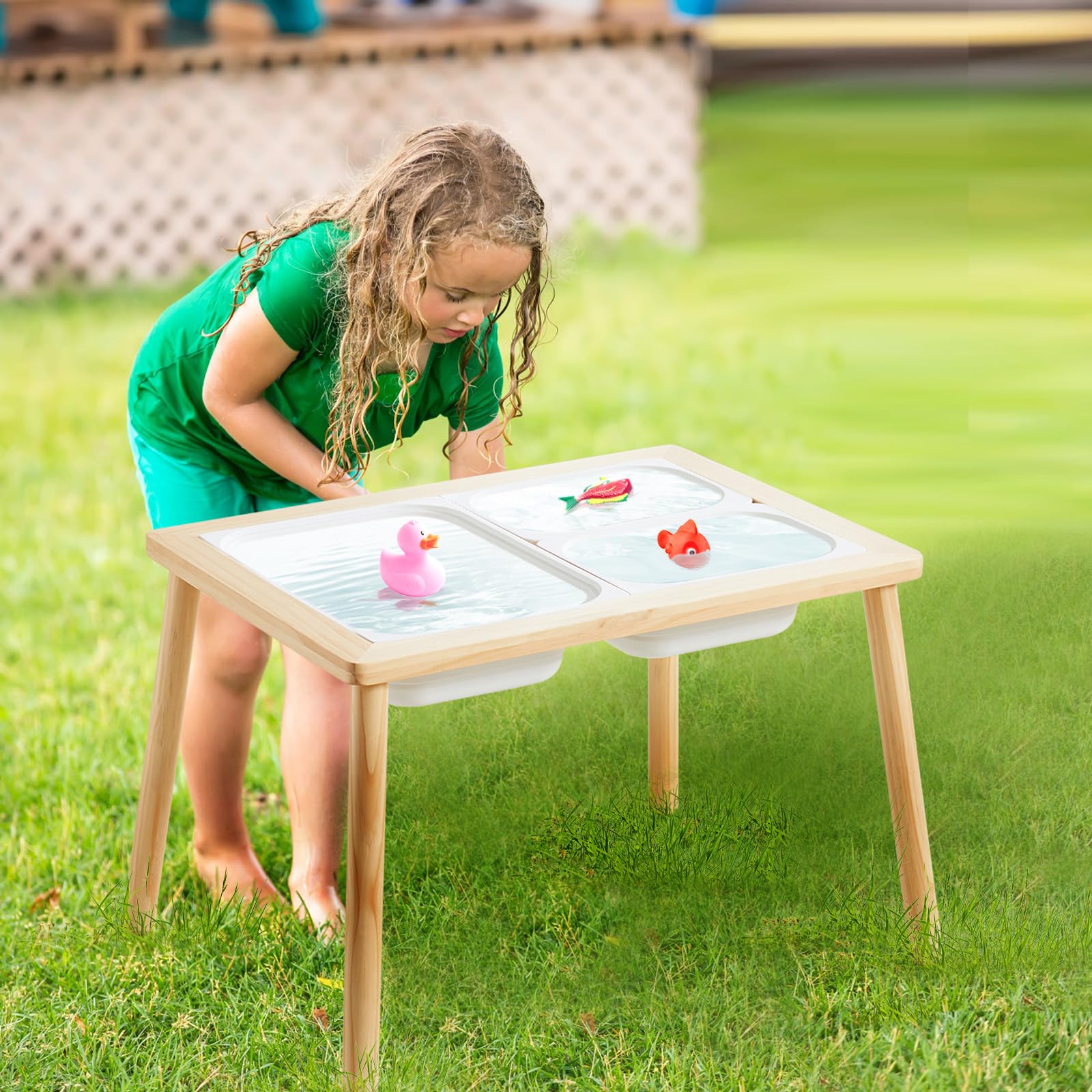 Sensory Table for Toddlers, Indoor Table with Storage Bins, Kids Play Activity Table, for Boys Girls Gift, 29''L x 20''W x 21''H, (White Bins)