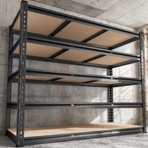 reibii 48" w garage shelving heavy duty storage shelves 5 tier heavy duty shelving 3020lbs adjustable metal shelves for garage storage rack utility rack industrial shelf,47.9" w x71.9 h x 24" d