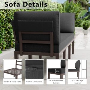 Knnbxa 14 Pieces Patio Furniture Set 12-Seat Metal Modular Outdoor Patio Conversation Sectional w/Thick Cushions and Coffee Table for Porch,Backyard,Lawn,Black(Dark Gray)