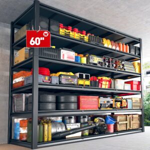 REIBII 84“H Garage Shelving Heavy Duty Storage Shelves 3500 LBS Adjustable Metal Shelving Uints and Storage for Garage,Warehouse,School,Commercial,Business, 60 "W x 24 "D x 84 "H