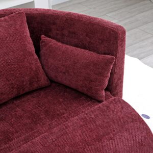 HanStrong Sleeper Sofa Bed, Foldable Floor Couch Adjustable Futon Sofa Chair Bed, Multi-functiona Round Lazy Sofa for Balcony Living Room Apartment Bedroom, Burgundy