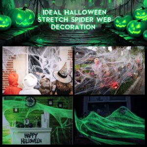 Aodaer 1600sqft Halloween Glow in the Dark Spider Web Glow Fake White Stretch Spider Web Halloween Decoration Cobwebs for Halloween Party Indoor Outdoor Supplies