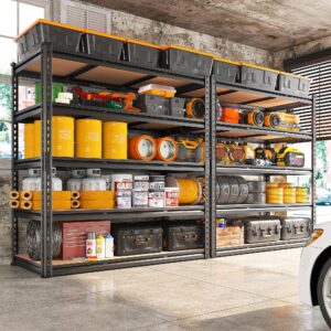 REIBII 48" W Garage Shelving Heavy Duty Storage Shelves 5 Tier Heavy Duty Shelving 3020LBS Adjustable Metal Shelves for Garage Storage Rack Utility Rack Industrial Shelf,47.9" W X71.9 H X 24" D