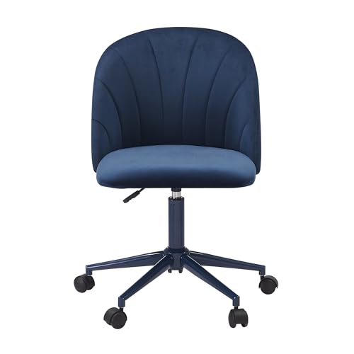 Linon Karla Navy Blue Adjustable Height Swivel Desk Chair with Padded Upholstered Seat