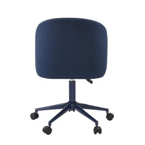 Linon Karla Navy Blue Adjustable Height Swivel Desk Chair with Padded Upholstered Seat