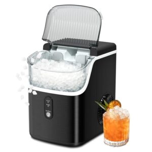 zafro nugget ice maker up to 35lbs of ice a day,self-cleaning nugget ice maker countertop,removable ice basket&scoop,black