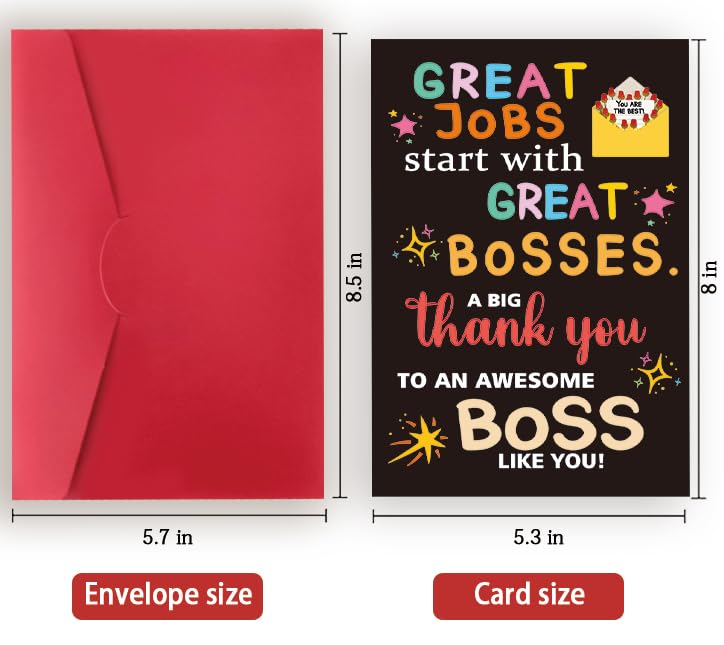 Zyulin Thank You Card Gifts for Boss Leader Manager, Cute Bosses Day Card Gifts for Her Him, Funny Boss's Day Card Gifts for Men Women, Best Boss Appreciation Card