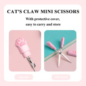 Cute Mini Craft Scissors, Pink Stainless Steel Scissors & Utility Knives, Folding Stationery Scissors with Safety Cover, Portable Safety Scissors and Utility Knives for Paper Cutting, Scrapbooking