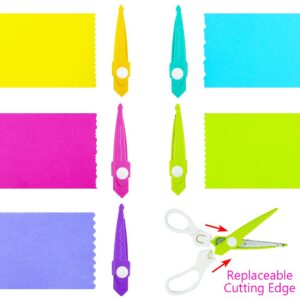 BINWISH Decorative Paper Edge Scissors, Craft Scissors Wavy Edge, 5 Pairs Zig Zag Edges with 1 Pair of Switchable Handles, Great for DIY Paper Cutting, Scrapbooking, Paper Quilling and Kids Crafts