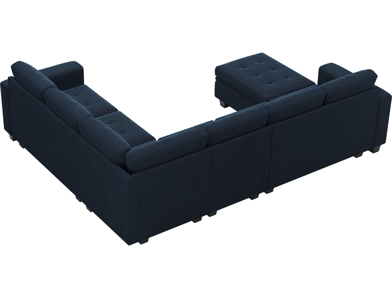 Belffin Modular Sectional Sofa Couch 7-Seater Convertible Sectional Sofa Velvet Modular Sectional with Storage Ottoman L Shaped Couch with Chaises Blue