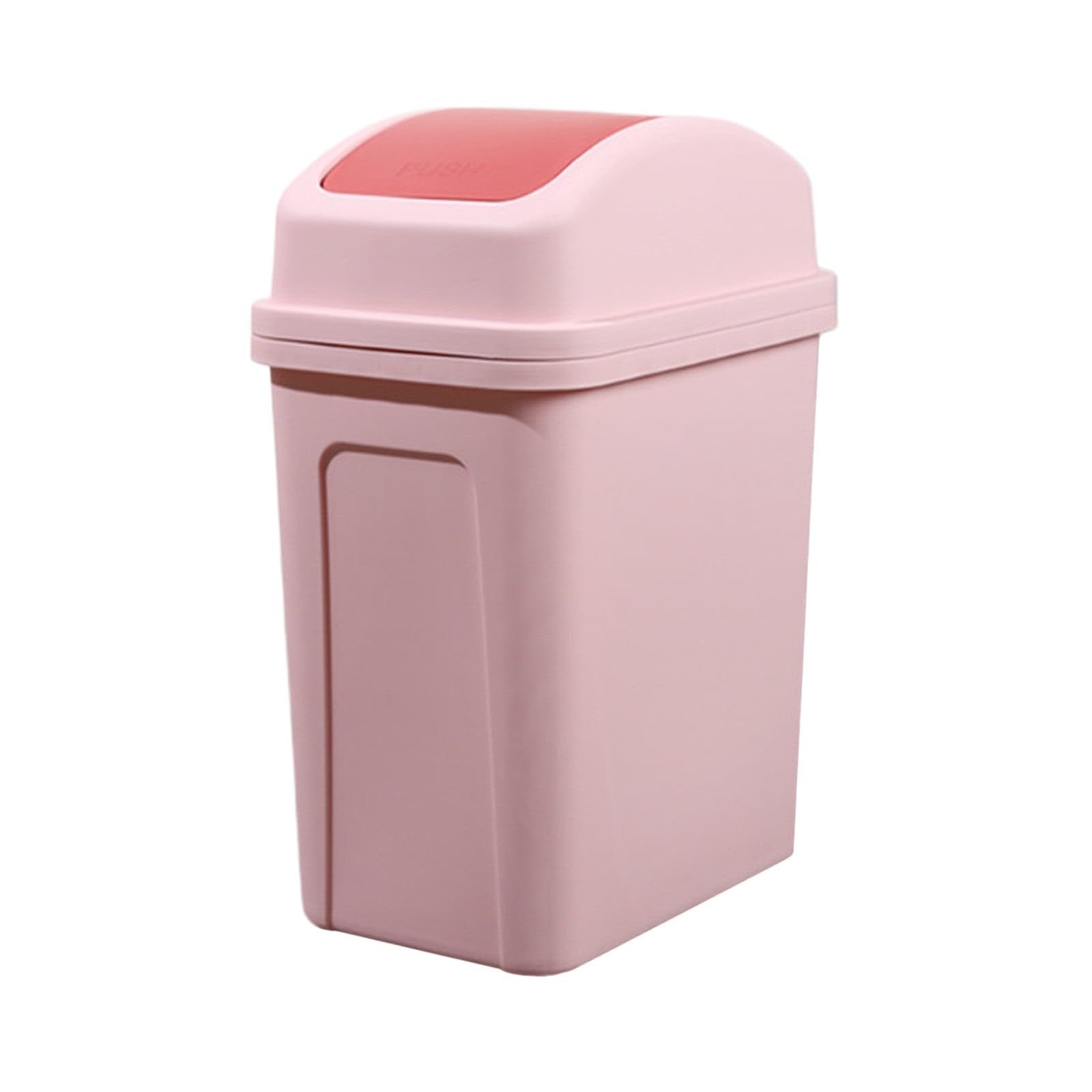 13 Gallon Trash Can, 2024 Upgraded Plastic Swing Top Kitchen Garbage Trash Can, Trash Can for Kitchen, Top Garbage Bin for Counter top, Coffee Area, Bathroom, Office & Home, Kitchen, Bedroom (Pink)