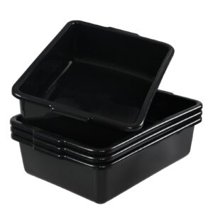 aninhao 4 packs 32 l commercial food service bus tub, extra large rectangle dishpan, plastic wash basin, black