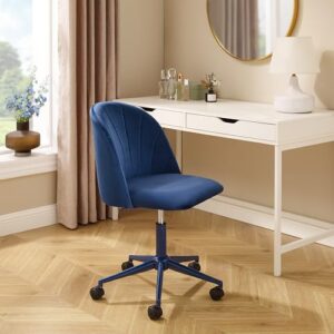 Linon Karla Navy Blue Adjustable Height Swivel Desk Chair with Padded Upholstered Seat