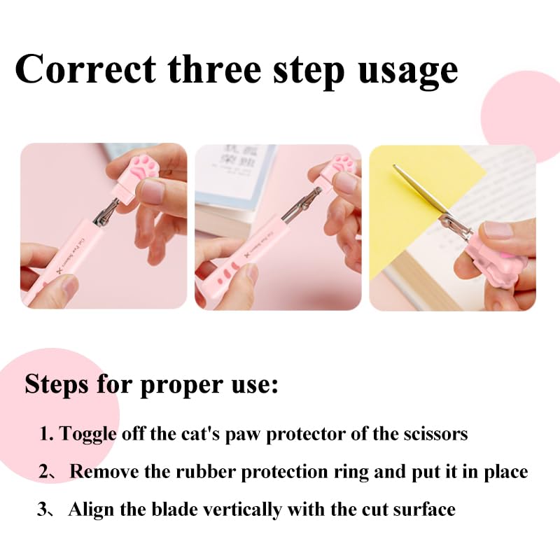 Cute Mini Craft Scissors, Pink Stainless Steel Scissors & Utility Knives, Folding Stationery Scissors with Safety Cover, Portable Safety Scissors and Utility Knives for Paper Cutting, Scrapbooking