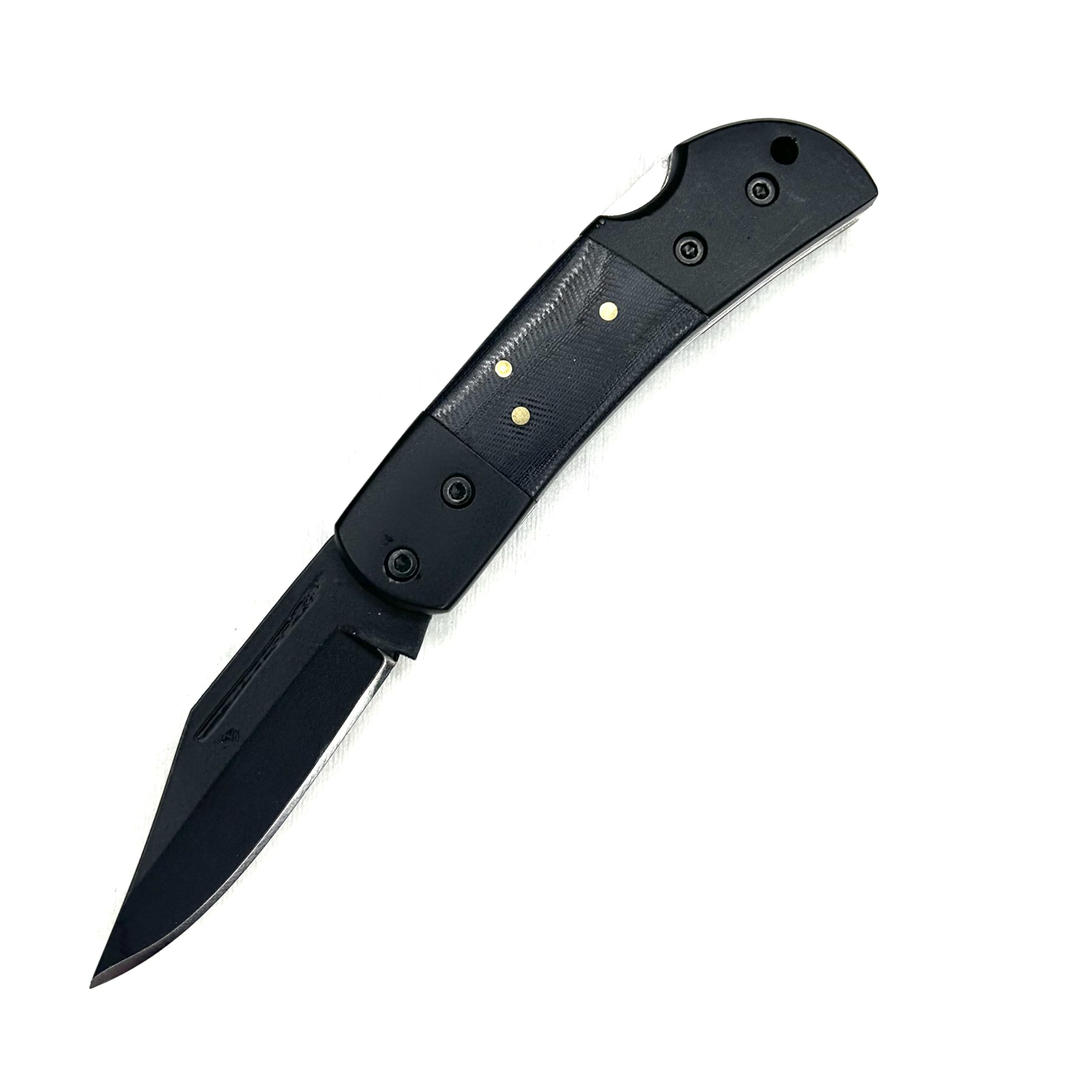 DEW Utility Gear Lockback Pocket Knife - Black Coated Blade, Black G10 Handle, Folding Knife with Secure Lock, EDC Tool for Backpacking, Camping, and Everyday Carry