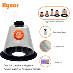 Ryxor Pet Oxygen Mask - 5 Sizes, 7 Feet Tubing - Veterinary Designed Breathing Aid for Dogs & Cats - Helps Relieve Breathing Distress from CHF, Tracheal Collapse, Asthma - Vet, EMS, Use（Purple）