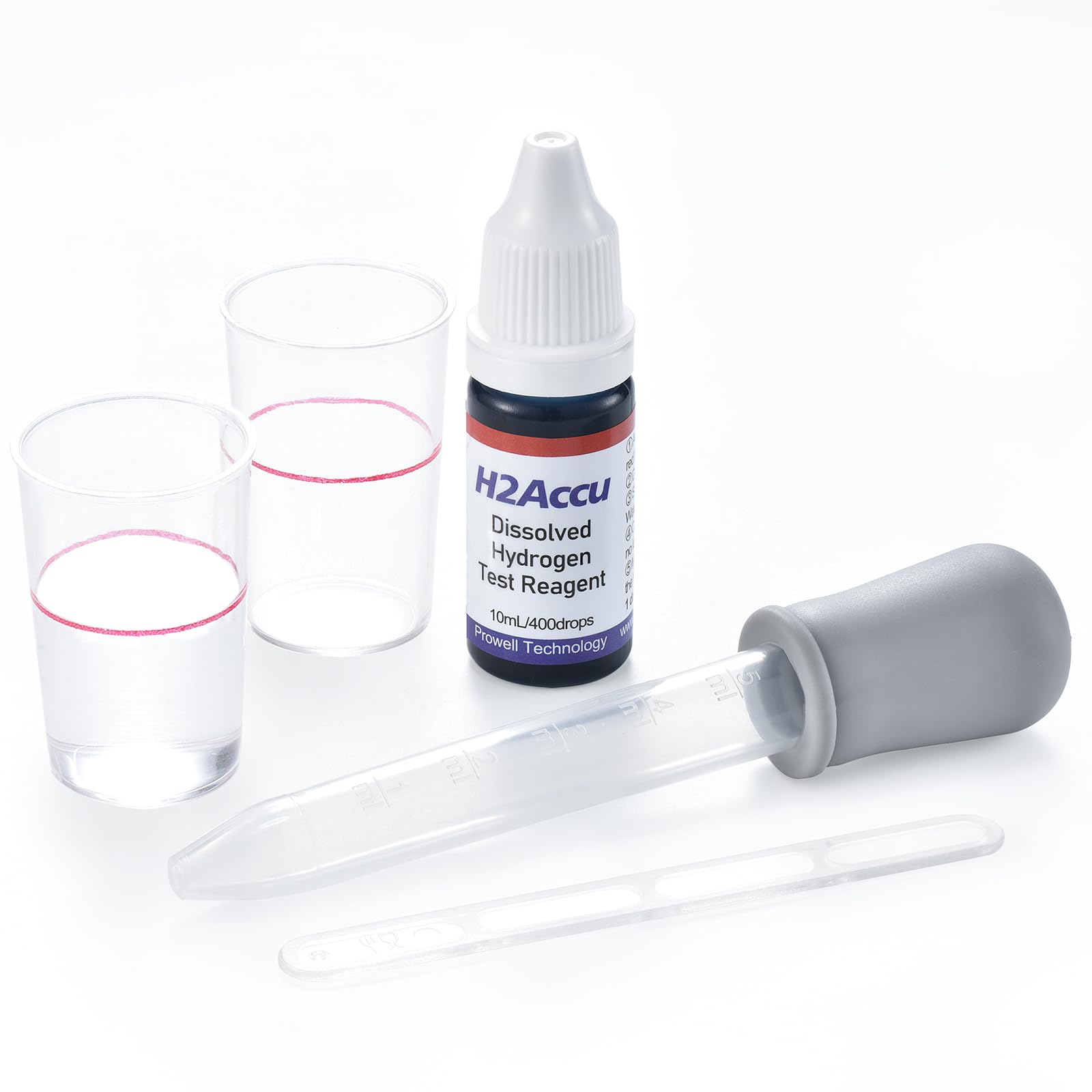 Hydrogen Test Drops Blue Reagent Calibrated | Hydrogen Water Tester Kit with PH Strips | H2Accu