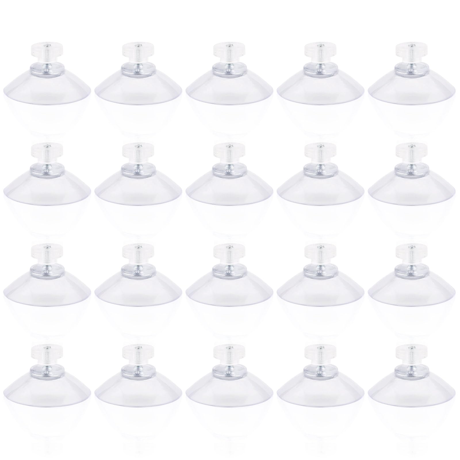 PEUTIER 20pcs Plastic Suction Cups Without Hooks, Small Glass Sucker Pads Mini Threaded Suction Cup with Nuts Strong Adhesion Holder for Aquarium Window Fish Tank Mirror Wall Kitchen Bathroom Shower