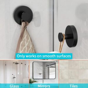 WIMISI Luxe Hold No-Drill Hooks, Suction Cup Hooks for Showers, Stainless Steel Waterproof Suction Cup Hooks, Punch-Free Suction Cup Hooks for Bathroom, Shower, Hanging Towels, Mirrors (2pcs Silver)