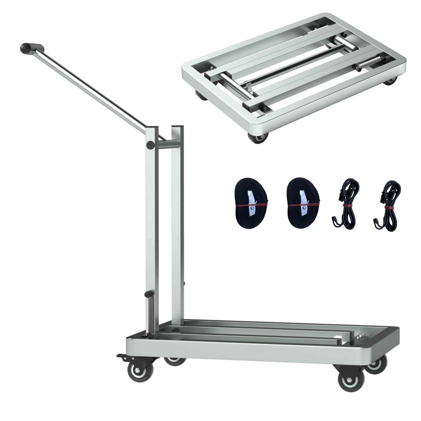 NGB Folding Hand Truck,Foldable Dolly Cart Made of 100% Heavy Duty Stainless Steel, 660 Lbs Capacity,Transport and Moving in Luggage, Travel, Automobiles, Mobility, Office Us,Warehouse,Dolly Cart.