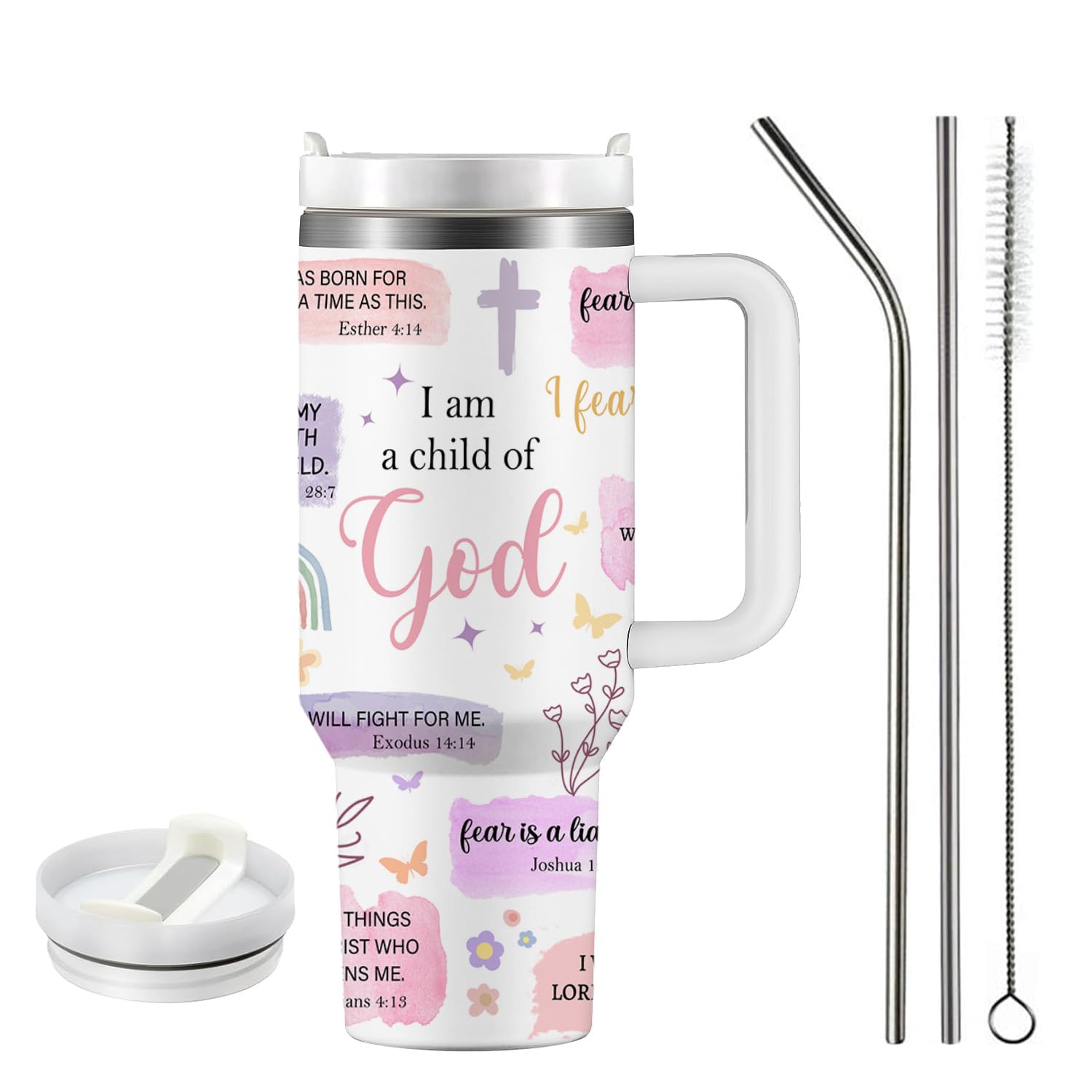 Christian Gifts for Women - 40 Oz I Am a Child of God Tumbler With Handle, Inspirational Religious Birthday Gifts for Mom Wife Sister Friends - Christmas Christian God Jesus Bible Pastor Prayer Gifts