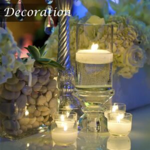 3 inch White Floating Candles for Centerpieces, 12Pack Dripless Wax Burning Candles, Long Burning and Smokeless Candle for Wedding, Birthday, Pool, Holiday & Home Decoration Unscented