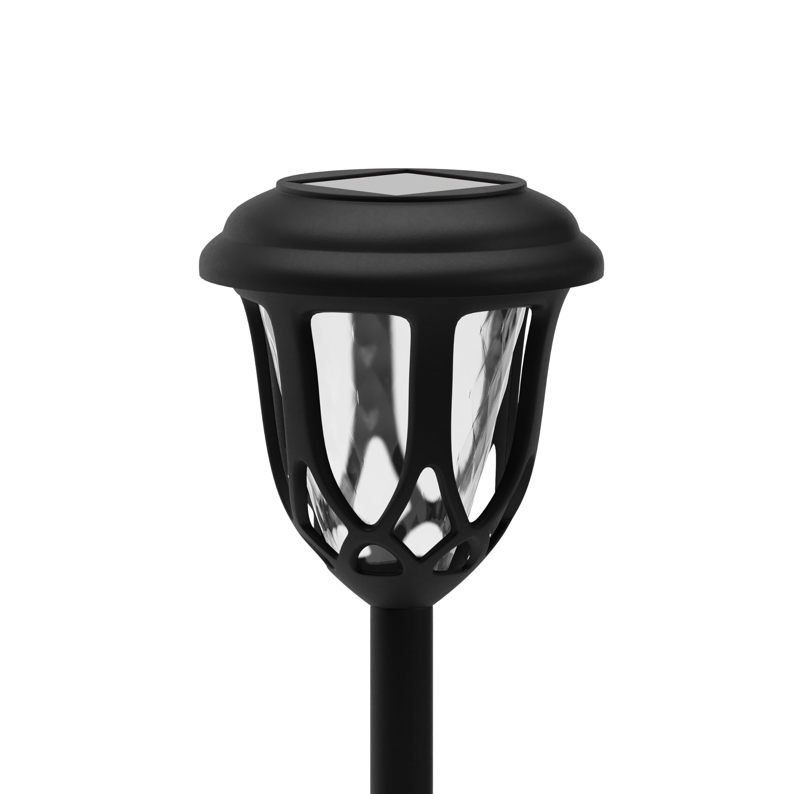 Flash Furniture Hess 8 Pack LED Solar Lights - All-Weather Black Tulip Style Outdoor Solar Powered Lights - Landscape Lighting for Pathway, Garden, & Yard