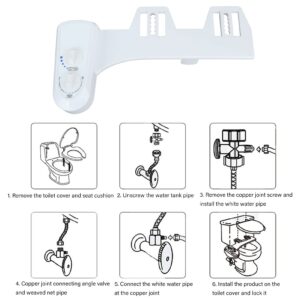 Bidet Attachment for Toilet Seat,Cleaning Dual Nozzle Adjustable Water Pressure Bidet Attachment Self,Cold Water Toilet Bidet for Feminine Wash (1/2)