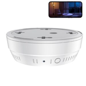 lizvie smoke detector camera for home security with night vision/fast charge/free app/remote control-portable security spy hidden cameras, 10000 mah 1080p smoke detector camera.