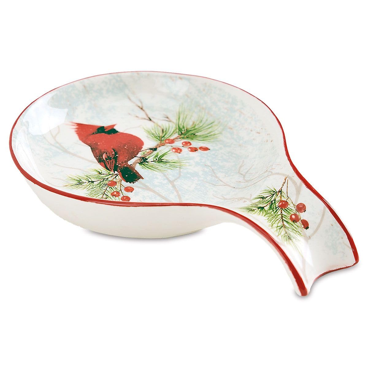 Current Cardinal Spoon Rest - Ceramic 9 Inch Utensil Holder, Christmas Kitchen Holiday Décor, Heat Resistant