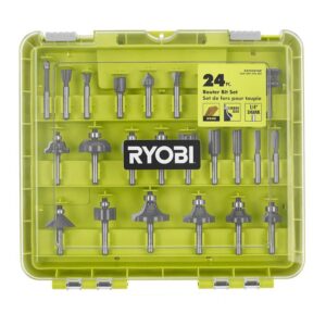 RYOBI ONE+ 18V Cordless Fixed Base Trim Router with 24-Piece Router Bit Set A252401 (Bulk Packaged)