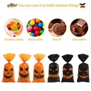 100PCS Halloween Treat Bags Candy Bags,Halloween Plastic Bags for Kids Trick or Treat, Halloween Goodie Bags with Twist Ties Halloween Snack Sandwich Cookie Bags for Party Supplies