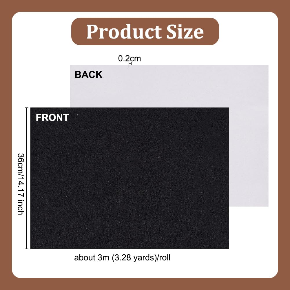 OLYCRAFT Self Adhesive Wool Felt 14x118 Inch Black Self Adhesive Felt Fabric Liner 2mm Thick Adhesive Backed Felt Fabric Cuttable Felt Furniture Pads for Hardwood Floors Protecting and Craft Making