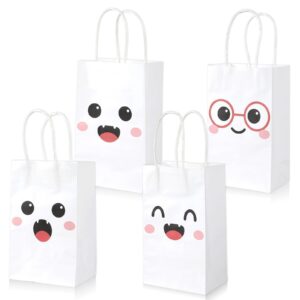 12pcs halloween party favor bags cute ghost themed party disposable treat bags with handles little boo gift bags for halloween spooky themed trick or treat birthday party decorations supplies