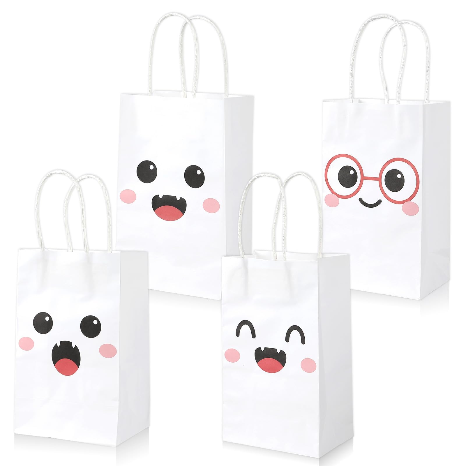 12Pcs Halloween Party Favor Bags Cute Ghost Themed Party Disposable Treat Bags with Handles Little Boo Gift Bags for Halloween Spooky Themed Trick or Treat Birthday Party Decorations Supplies