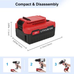2 Pack 6.0Ah 20V Lithium-ion Replacement Batteries Compatible with Porter Cable 20V Battery PCC681L PCC685L PCC680L PCC682L PCC600 PCC640