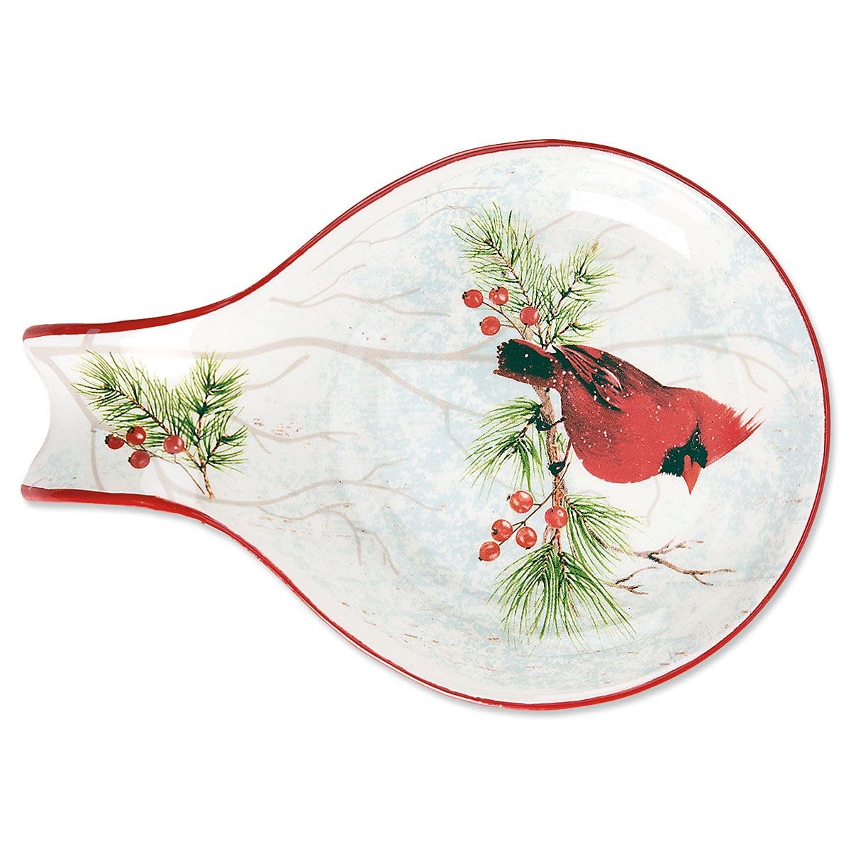 Current Cardinal Spoon Rest - Ceramic 9 Inch Utensil Holder, Christmas Kitchen Holiday Décor, Heat Resistant