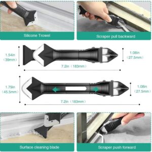 EMSTAR 3 in-1 Caulk Tool for Removal and Application,Silicone Caulking Tools, Glass Glue Angle Scraper, Caulk Grout Removal Tool Sealant Scraper for Kitchen Bathroom