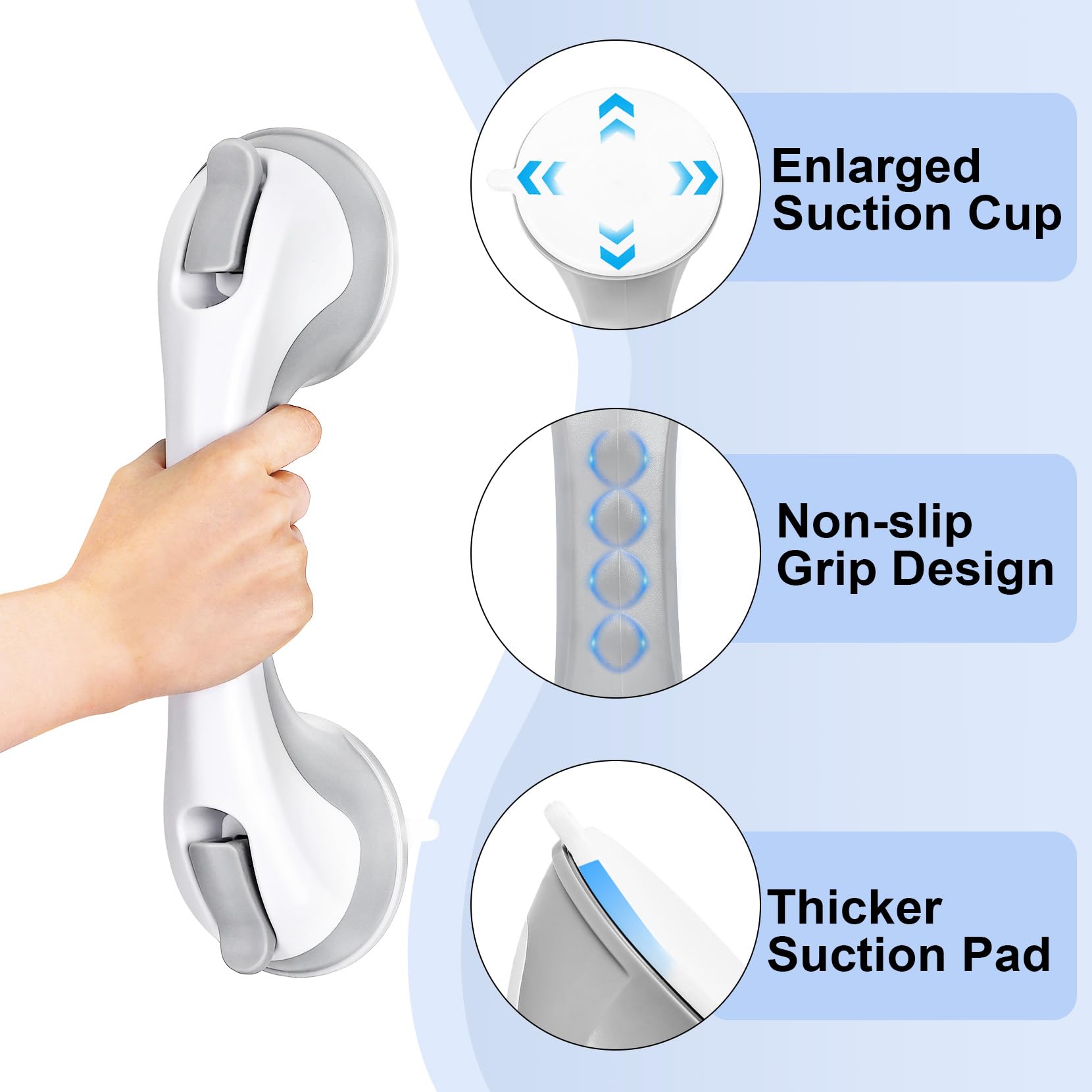 Dotday Adjustable Bathtub Safety Rail with Suction Shower Handle, Bathtub Grab Bars for Seniors, Grab Bars for Bathtubs and Showers, Tub Grab Bars for Side of Tub, Bathroom Safety Bars for Seniors