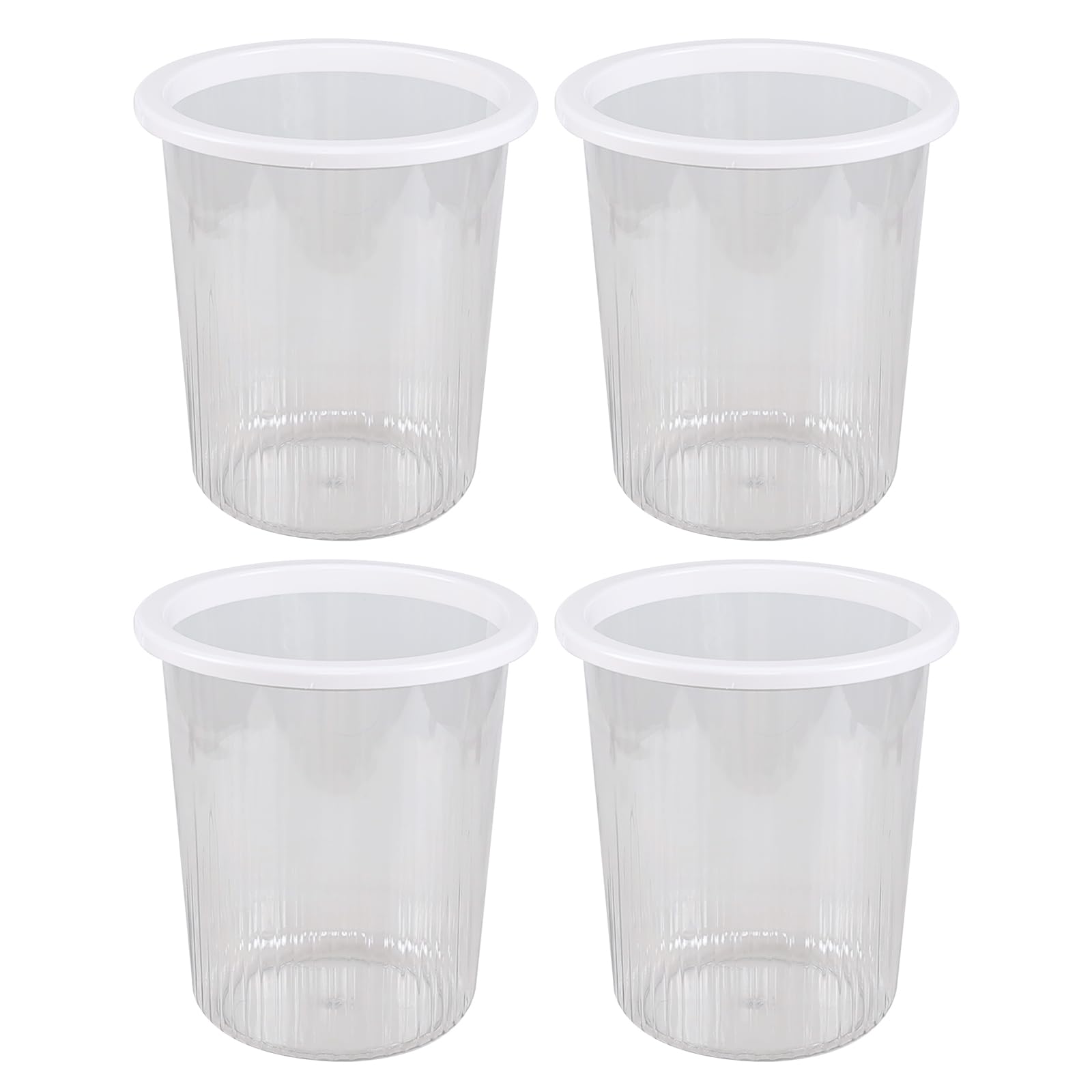 AnnkkyUS 4 Pack 2.5 Gallon Clear Trash Can, Round Plastic Wastebasket